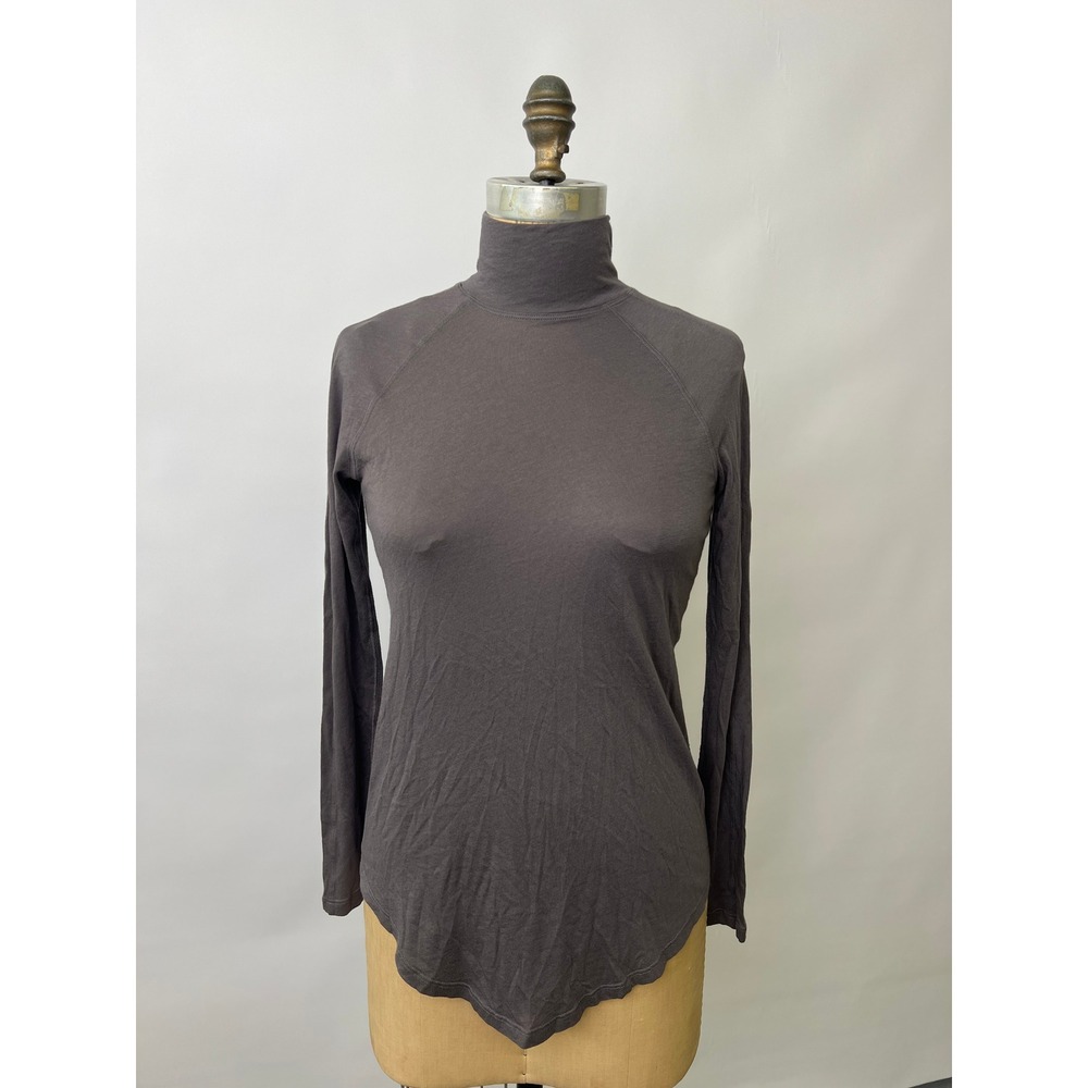 Lululemon Gray Turtleneck Long Sleeve Raglan Top Curved Hem Charcoal Womens